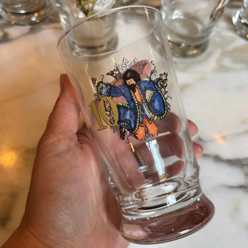 Pottery Barn 12 Days of Christmas Glassware Set of 12 Tumblers Holiday Barware